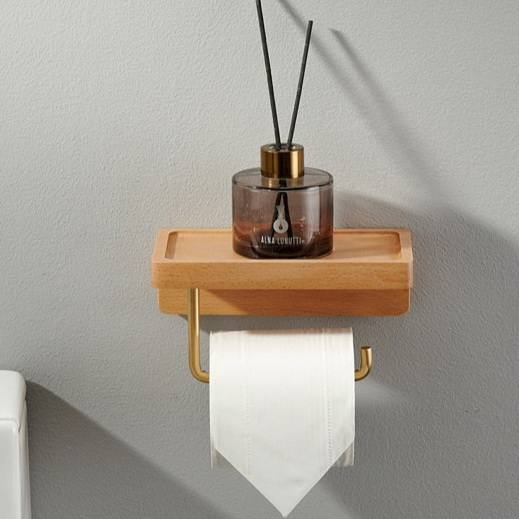 Toilet Roll Holder Brass Wood Napkin