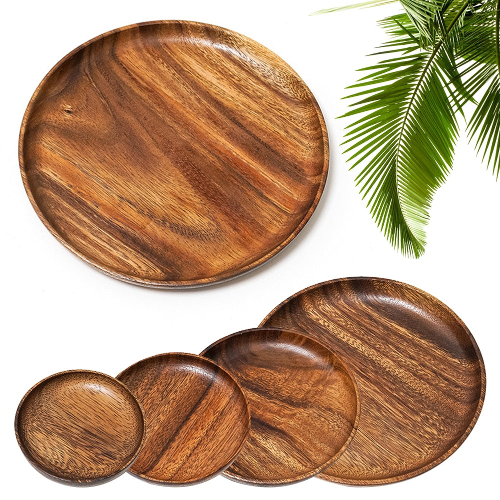 Durable Acacia Round Plates