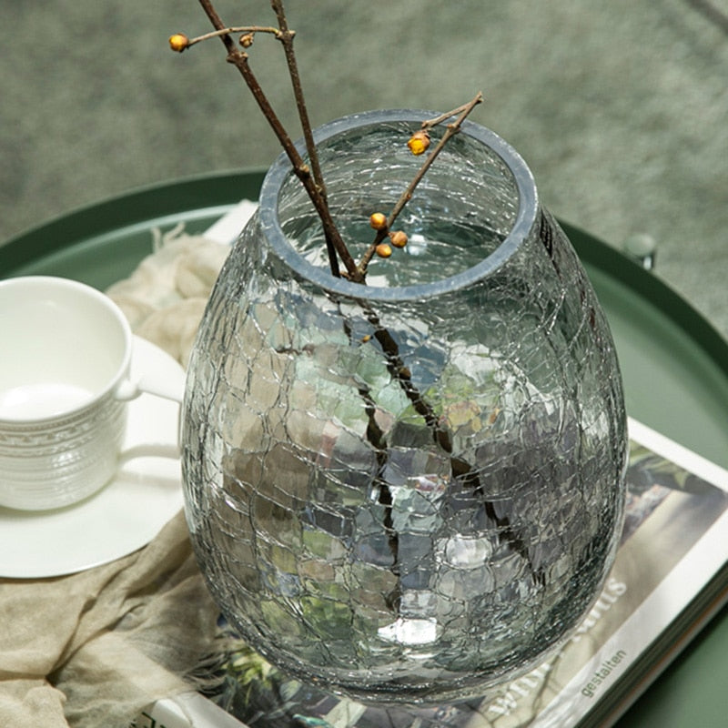 Light Luxury Glazed Ice Flower Glass Vase