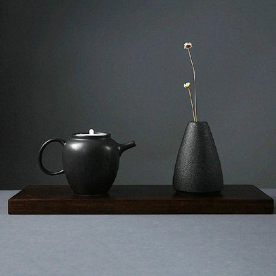 Black As Night Textured Ceramic Vase