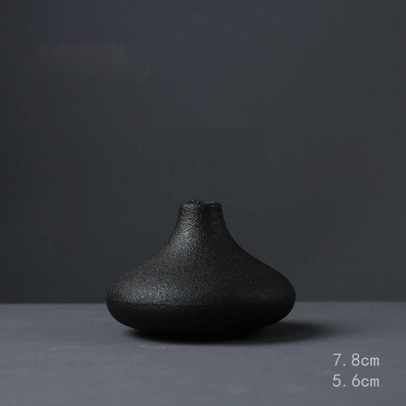 Black As Night Textured Ceramic Vase