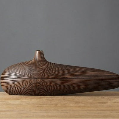 Elegant Luxury Line Striped Wood Vase