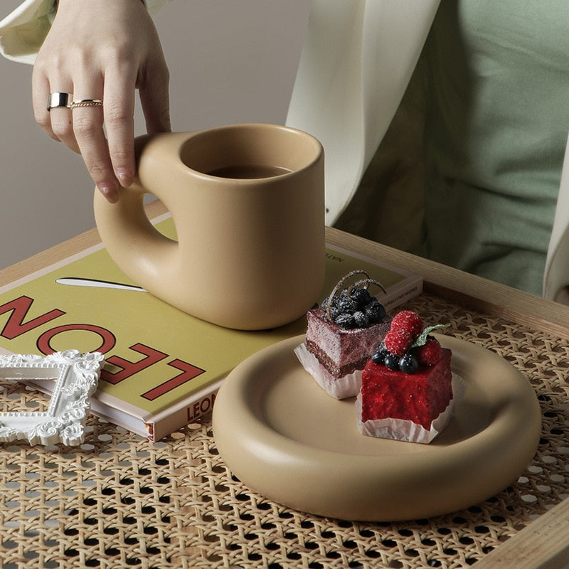 Creative Ceramic Mug with Saucer