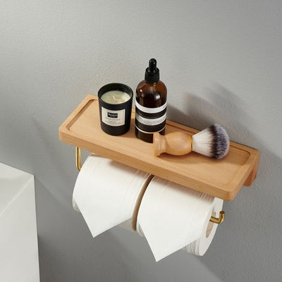 Toilet Roll Holder Brass Wood Napkin