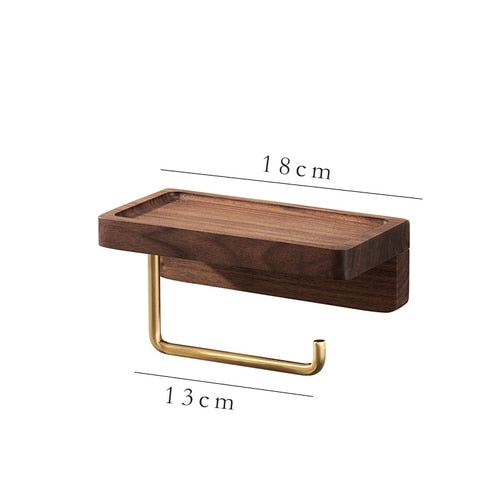 Toilet Roll Holder Brass Wood Napkin