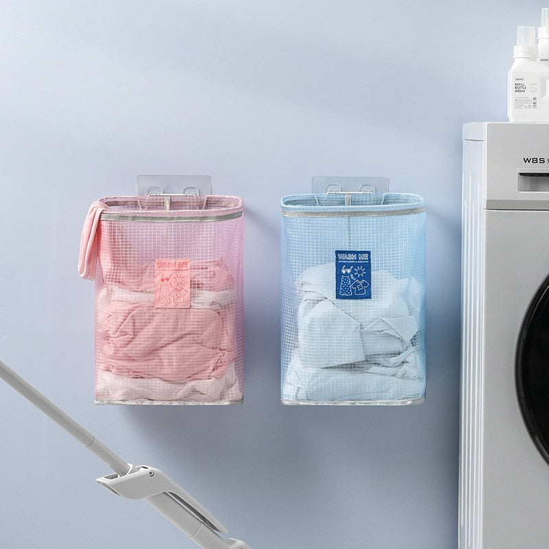 Foldable Mesh Wall Mounted Laundry Basket