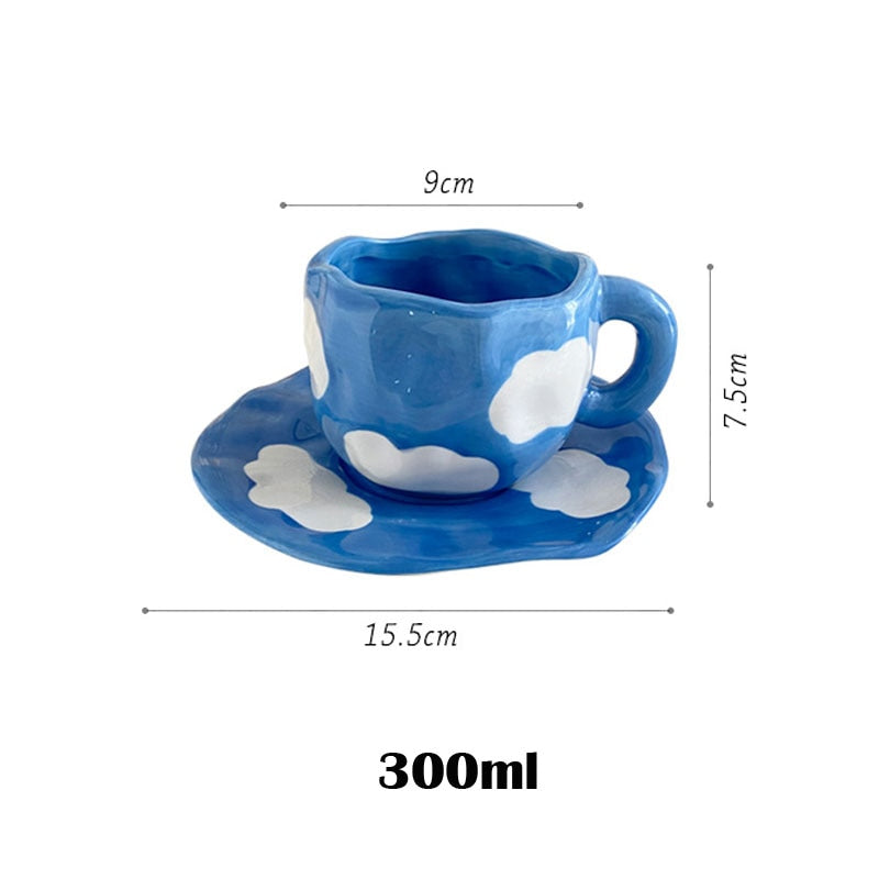 HANDMADE BLUE SKY COFFEE CUP WITH SAUCER