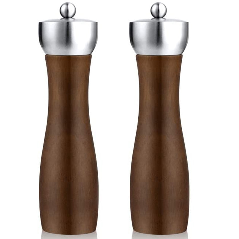 Salt and Pepper Wood Mill Set of 2 Pcs, Different Sizes