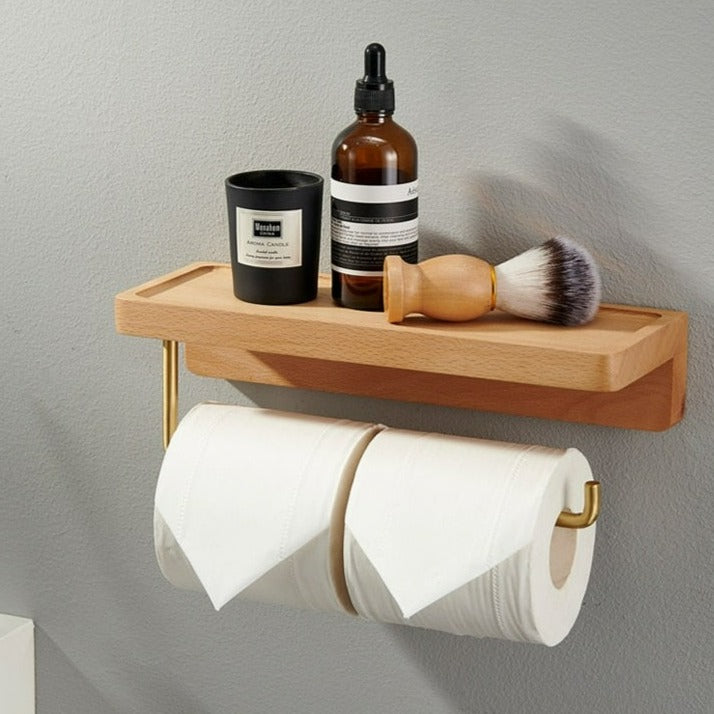 Toilet Roll Holder Brass Wood Napkin