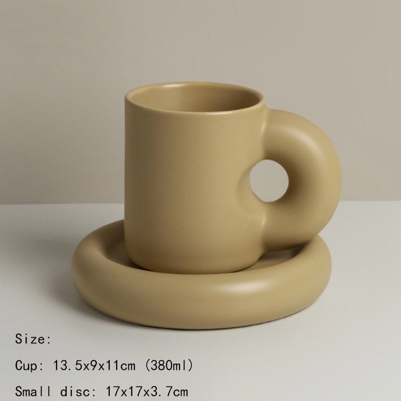 Creative Ceramic Mug with Saucer