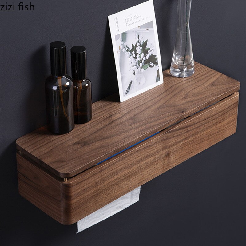 Black Walnut Wood Brass Tissue Box