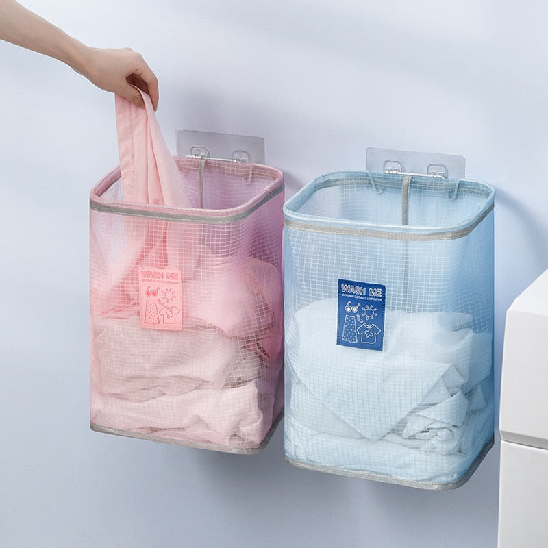 Foldable Mesh Wall Mounted Laundry Basket