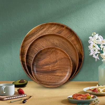 Durable Acacia Round Plates