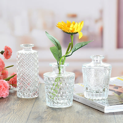 Clear Glass Flowers Vase, Model #1