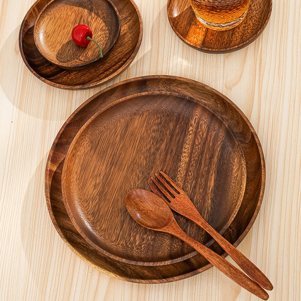 Durable Acacia Round Plates