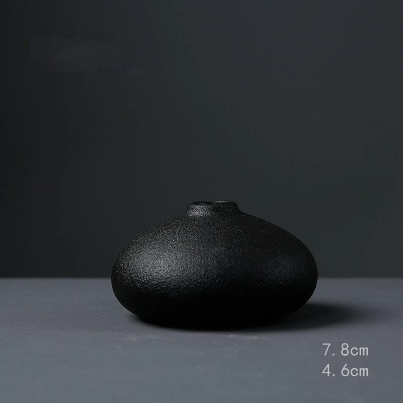 Black As Night Textured Ceramic Vase