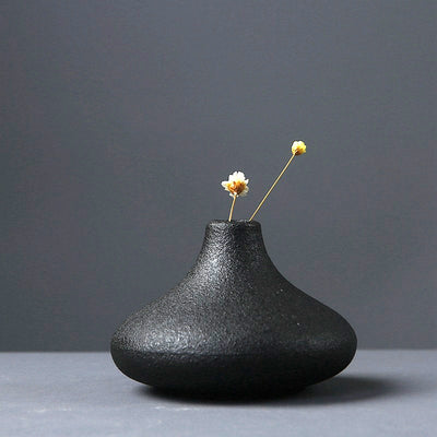 Black As Night Textured Ceramic Vase