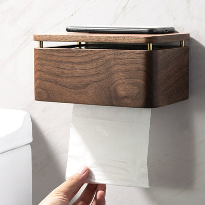 Black Walnut Wood Brass Tissue Box