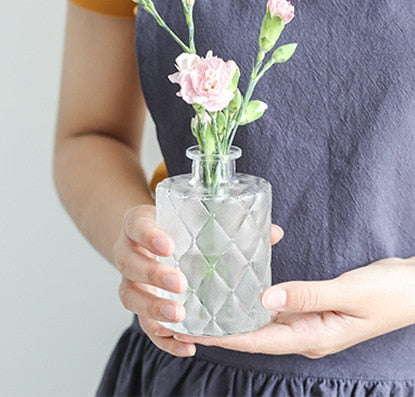 Clear Glass Flowers Vase, Model #1