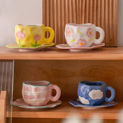 HANDMADE BLUE SKY COFFEE CUP WITH SAUCER