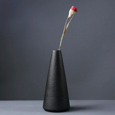 Black As Night Textured Ceramic Vase