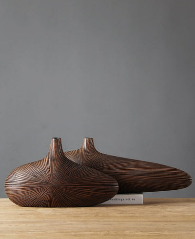 Elegant Luxury Line Striped Wood Vase