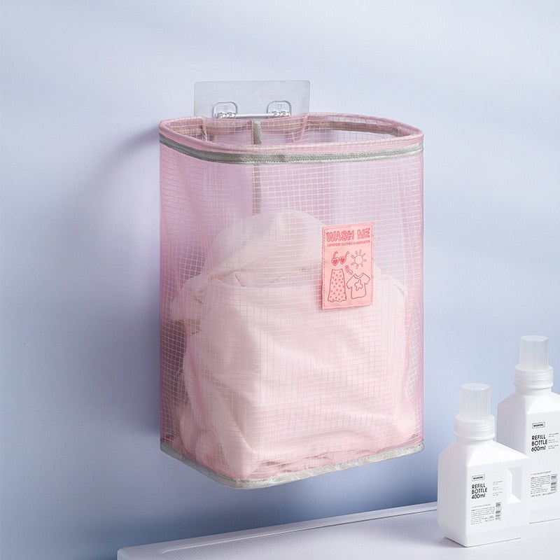 Foldable Mesh Wall Mounted Laundry Basket