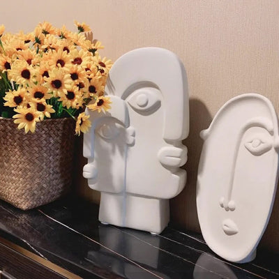 Abstract Ceramic Face Vase