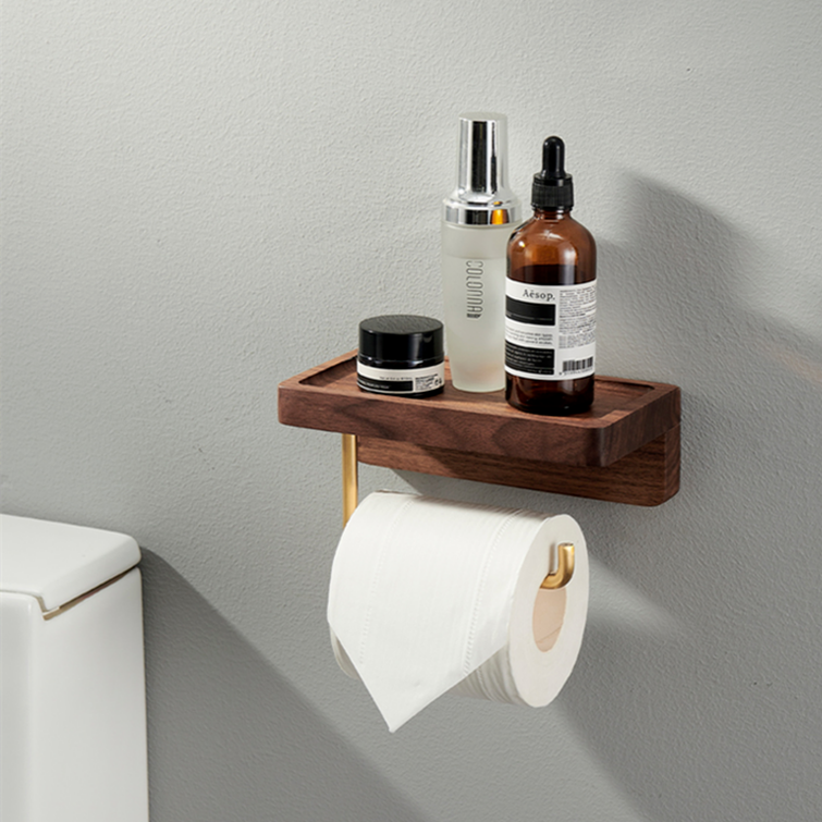 Toilet Roll Holder Brass Wood Napkin