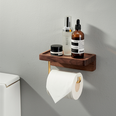 Toilet Roll Holder Brass Wood Napkin