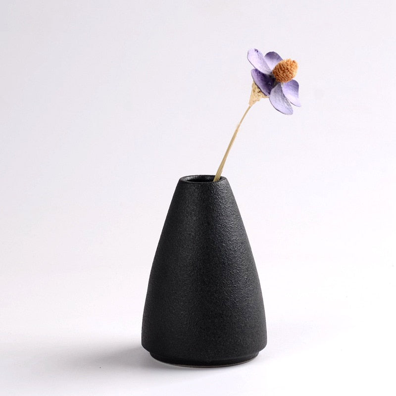 Black As Night Textured Ceramic Vase