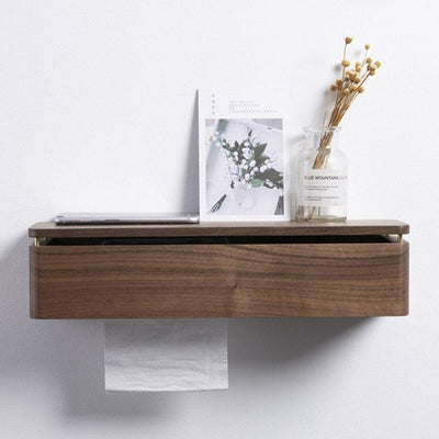 Black Walnut Wood Brass Tissue Box