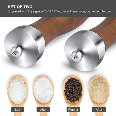 Salt and Pepper Wood Mill Set of 2 Pcs, Different Sizes