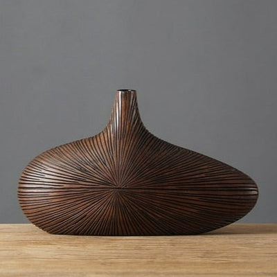 Elegant Luxury Line Striped Wood Vase