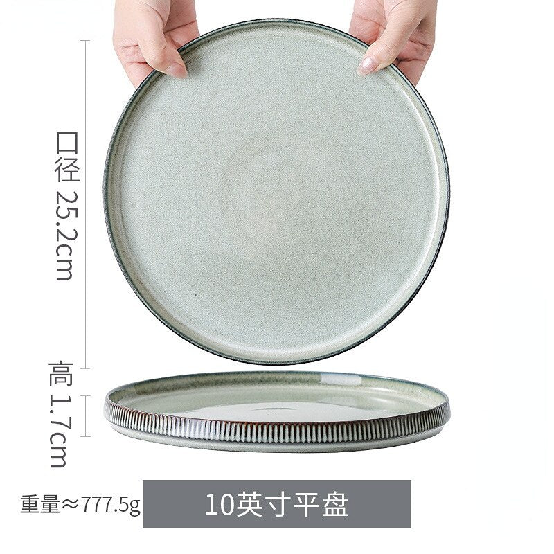 Retro Gray Porcelain Plate