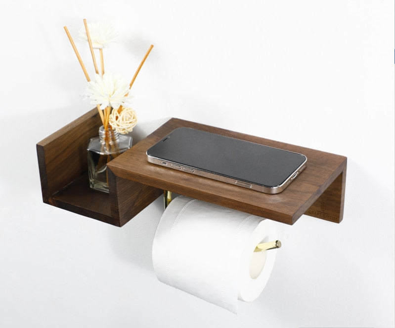 Wall-mounted Wooden Paper Towel Rack