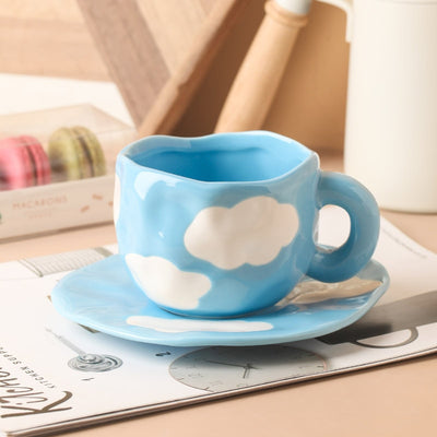 HANDMADE BLUE SKY COFFEE CUP WITH SAUCER