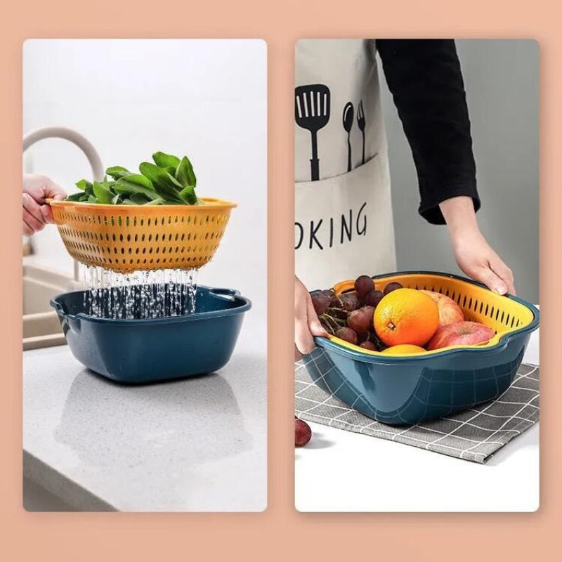 Double-Layer Vegetable Washing Basket