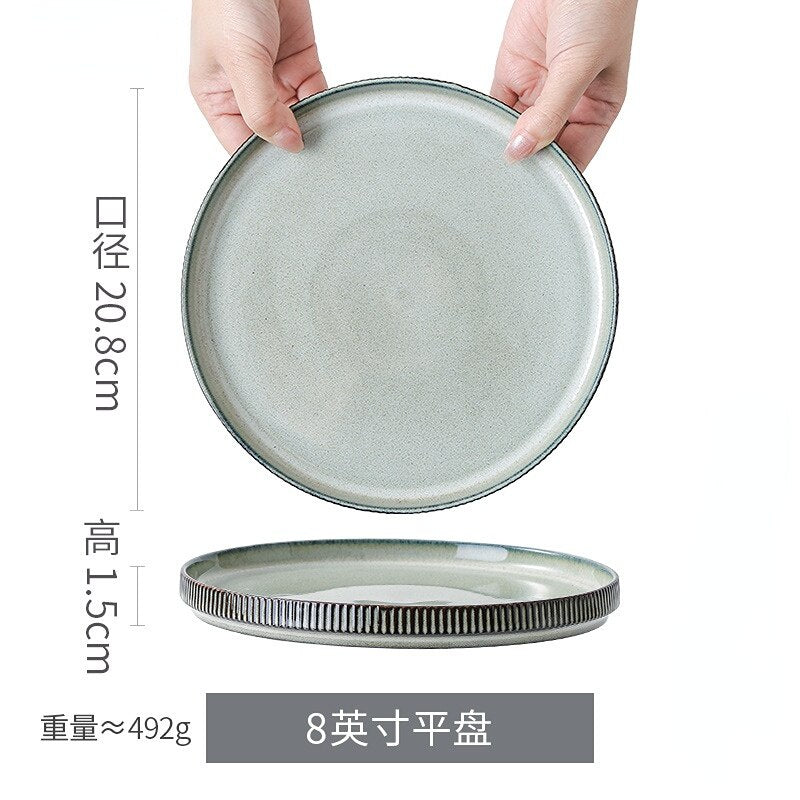 Retro Gray Porcelain Plate