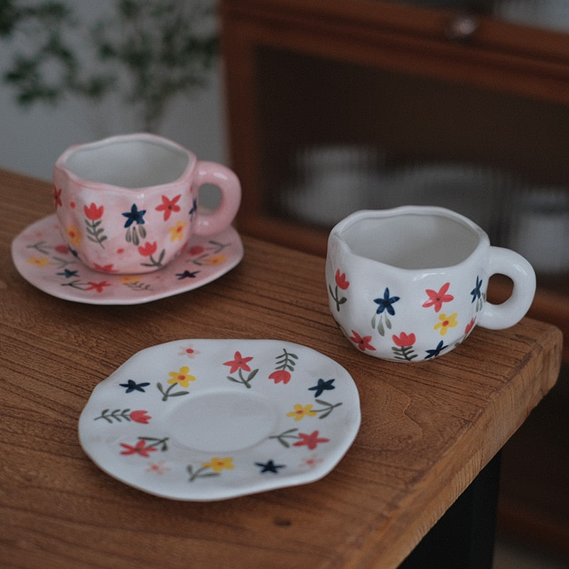 HANDMADE BLUE SKY COFFEE CUP WITH SAUCER