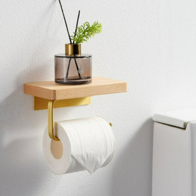 Metal Wood Tissue Holder Wall-mounted