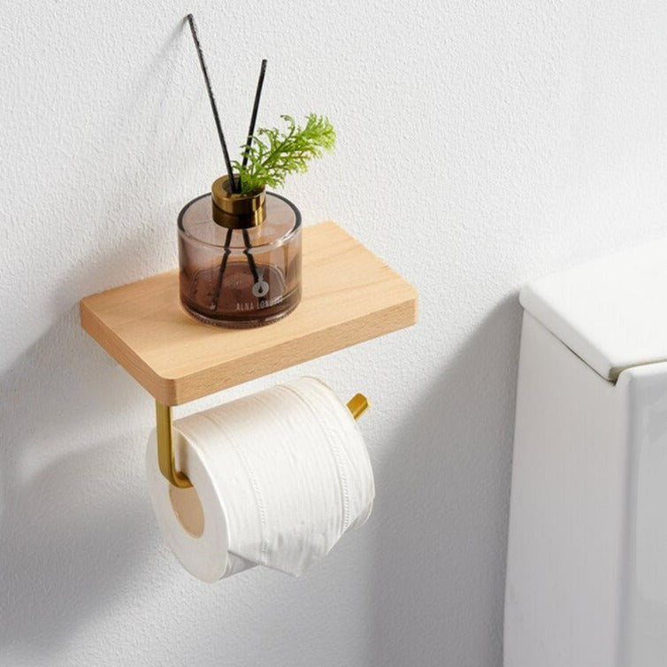 Metal Wood Tissue Holder Wall-mounted