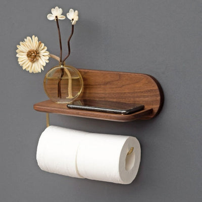 Solid Wood Brass Tissue Holder