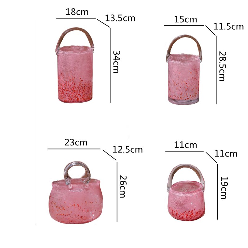 Shopping Basket Pink Glass Vase