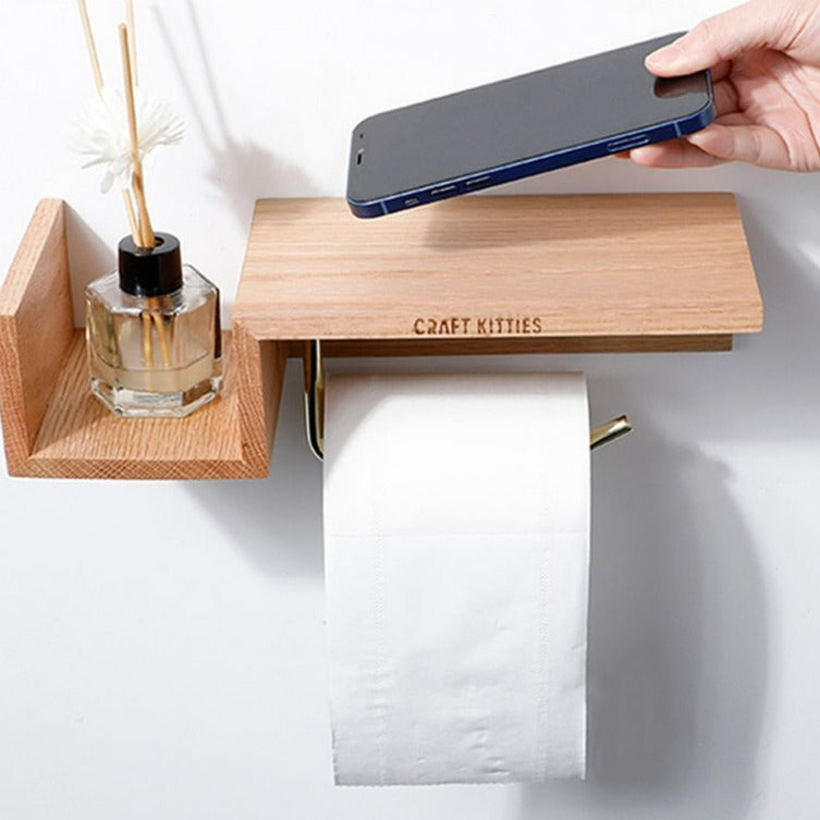 Wall-mounted Wooden Paper Towel Rack