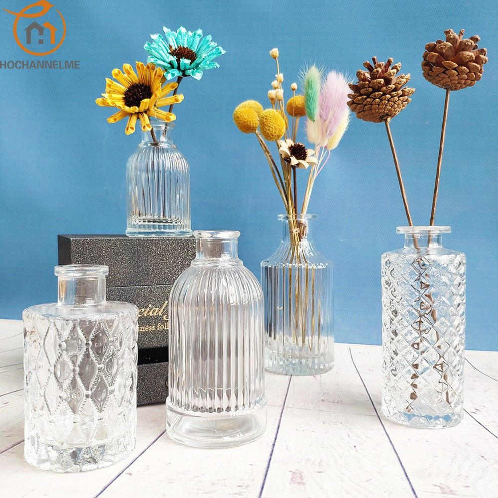 Clear Glass Flowers Vase, Model #1