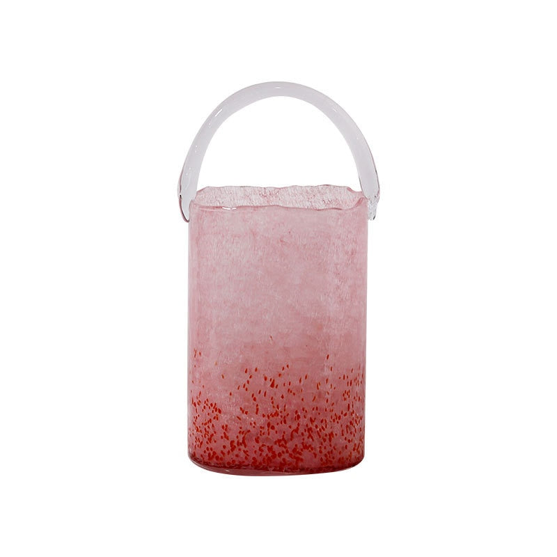 Shopping Basket Pink Glass Vase