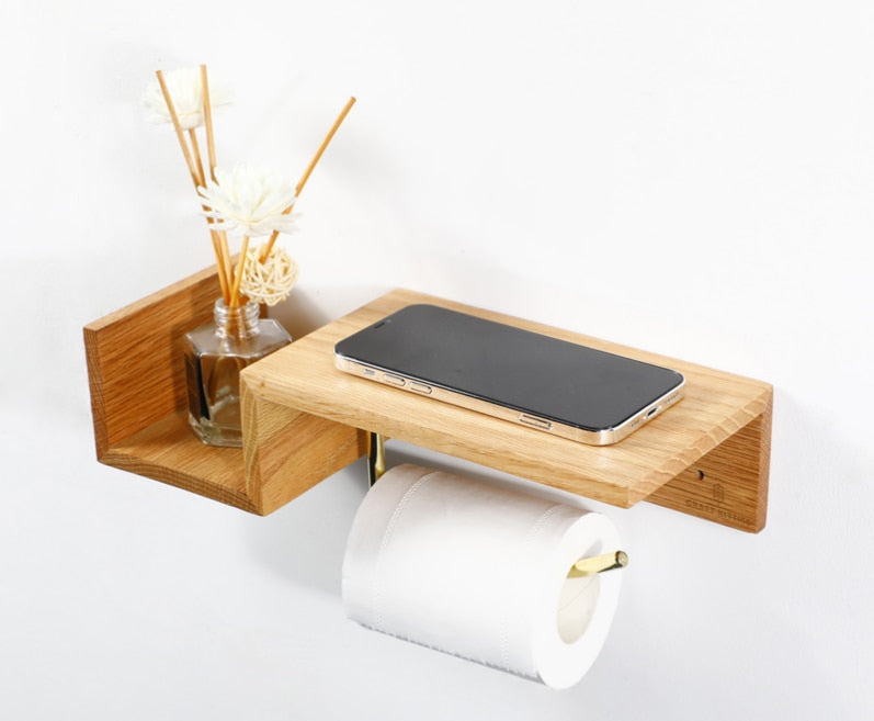 Wall-mounted Wooden Paper Towel Rack