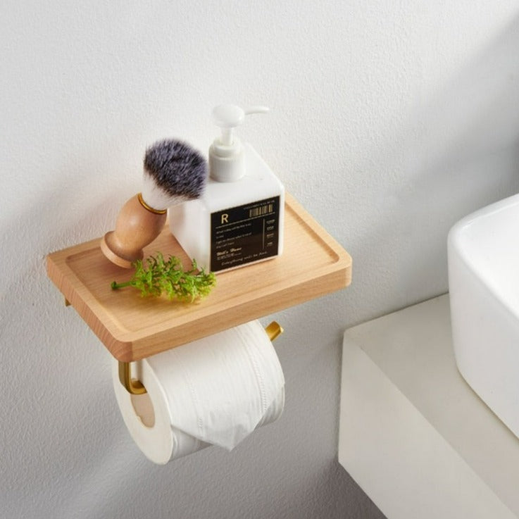 Metal Wood Tissue Holder Wall-mounted