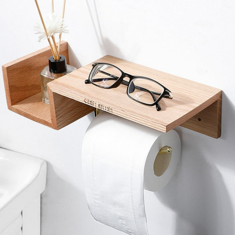 Wall-mounted Wooden Paper Towel Rack